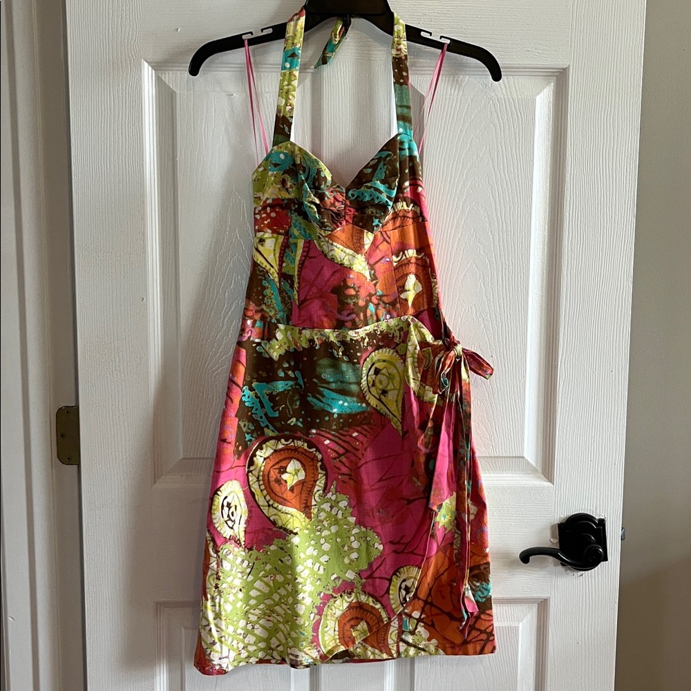 Trina Turk Vibrant Coral Pink Halter Dress